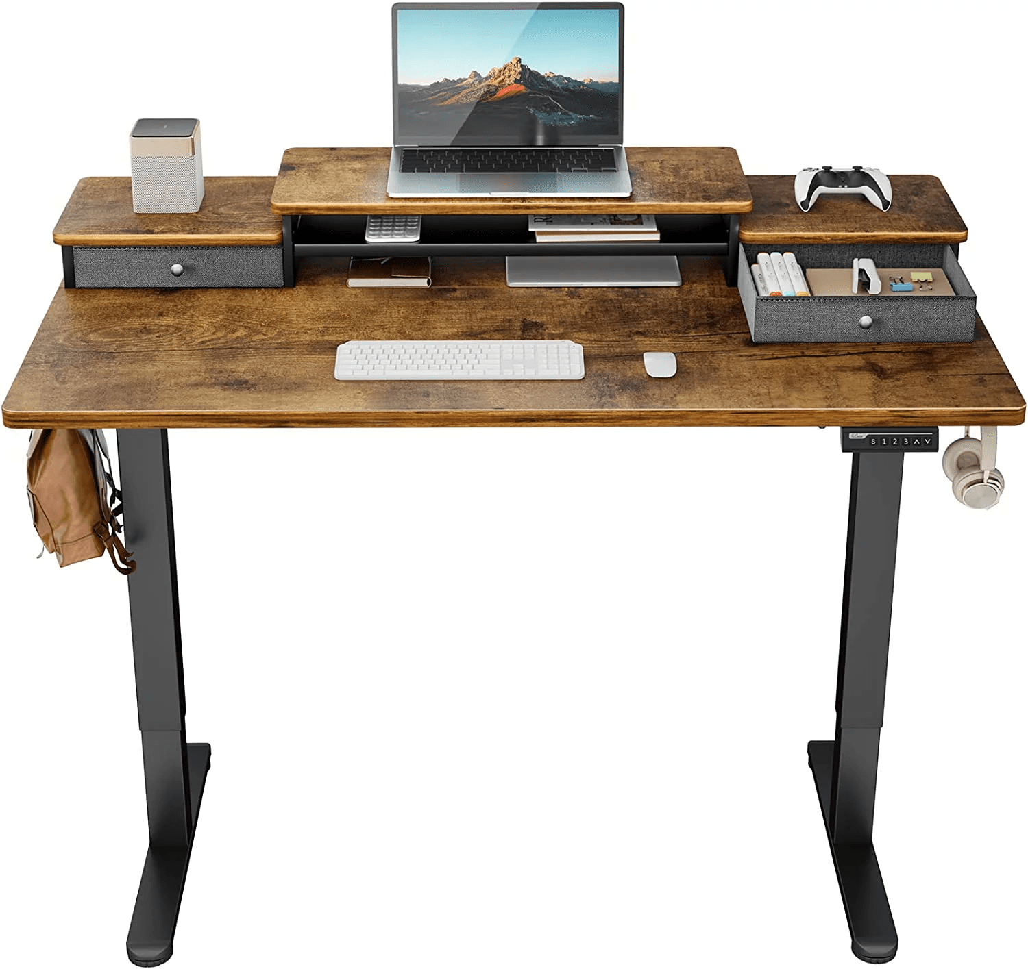 55x28 Inches Adjustable Height Electric Standing Desk with Double