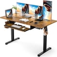 thumbnail image 1 of 55x28 Inches Adjustable Height Electric Standing Desk with Keyboard Tray,Sit Stand Up Desk Computer Desk for Home Office(Vintage Brown), 1 of 7