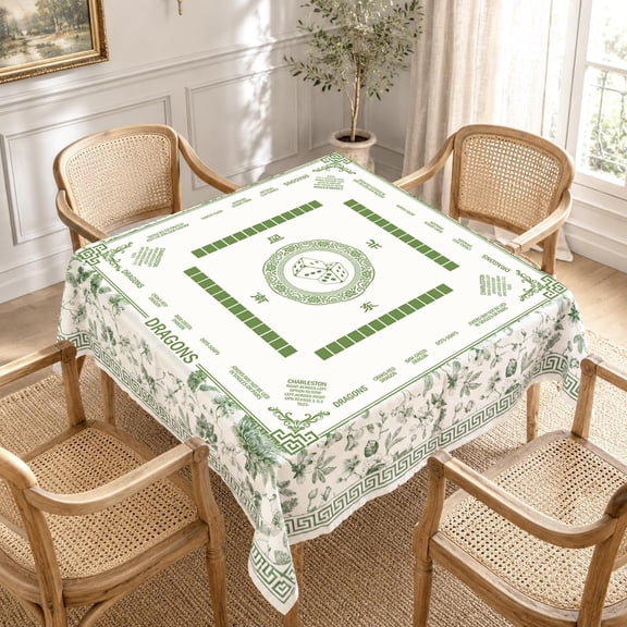 55x55 Mahjong Tablecloth Chinoiserie Floral Table Cloth with Rule