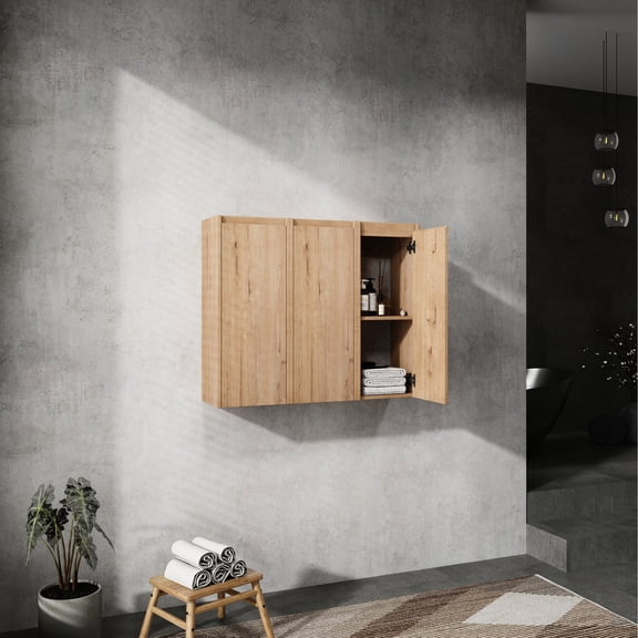 56.10 lb Plywood Side Cabinet | Floating Mounting Design | Bring Luxury to Your Bathroom