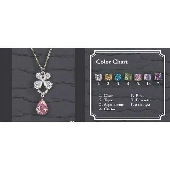 56-2251/TOP Silver Flower Chain With Topaz Drop Pendant