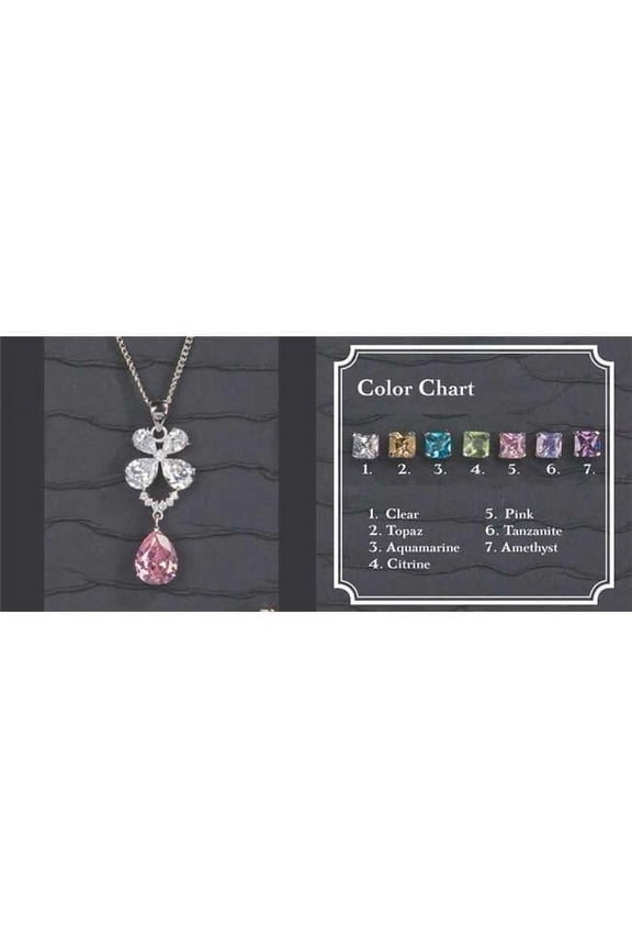 56-2251/TOP Silver Flower Chain With Topaz Drop Pendant