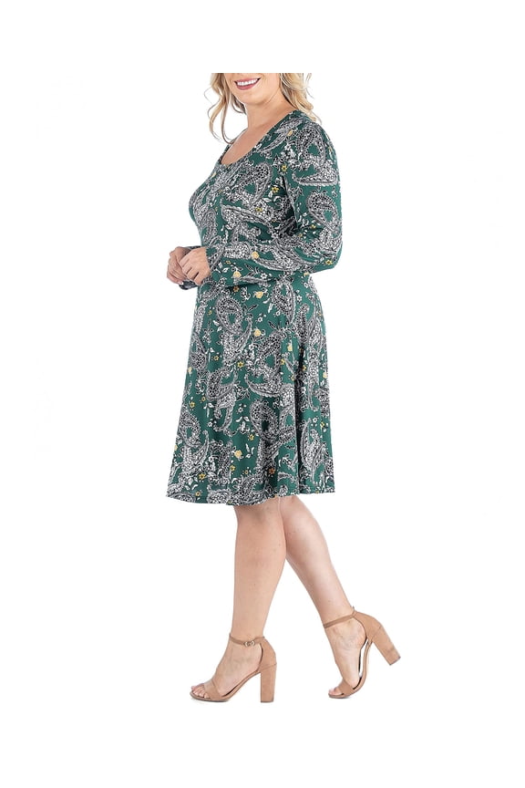 $56 24Seven Comfort Apparel Womens Plus Size Printed Shirt Dress Size 1X NWOT