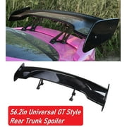 56.2in Universal GT Style Rear Spoiler Boot Trunk Racing Wing Lip, Rear Trunk Wing Spoiler, Glossy Black