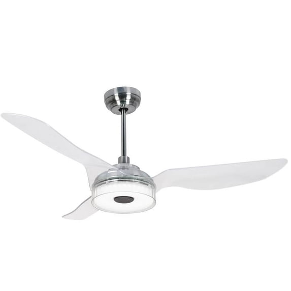 56" 3 Blades Smart Wifi Ceiling Fan Silver, Dim LED Light & Remote