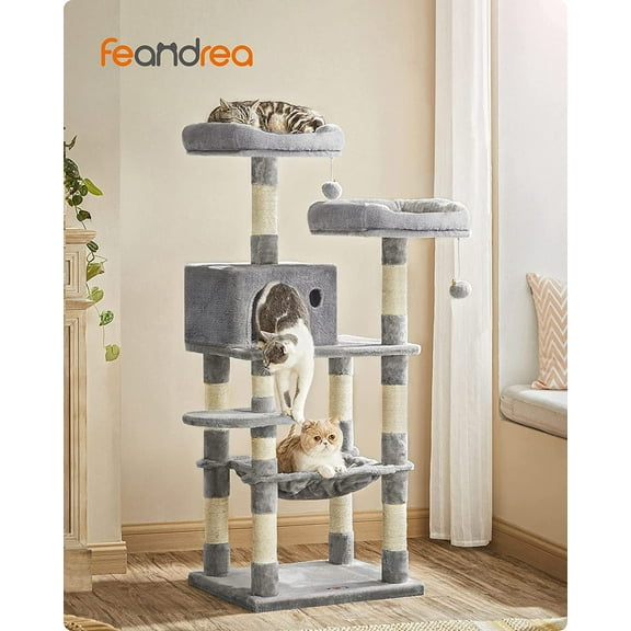 56.3" Cat Tree Cat Tower Cat Condo with Scratching Posts for Indoor Cats Light Gray