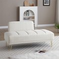 thumbnail image 1 of 56.3"End of Bed Bench, Modern Ottoman Bench, Velvet Fabric Upholstered 2 Seater Sofa Couch, Entryway Ottoman Bench, Fuzzy Sofa Stool Footrest ,Window Bench with Gold Metal Legs for Living Room Bedroom, 1 of 7