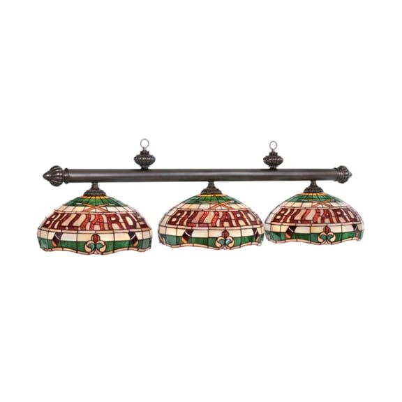 RAM Game Room Traditional Style 56" 3 SHADE Antique Gold Sand Metal Bar Billiard Lamp