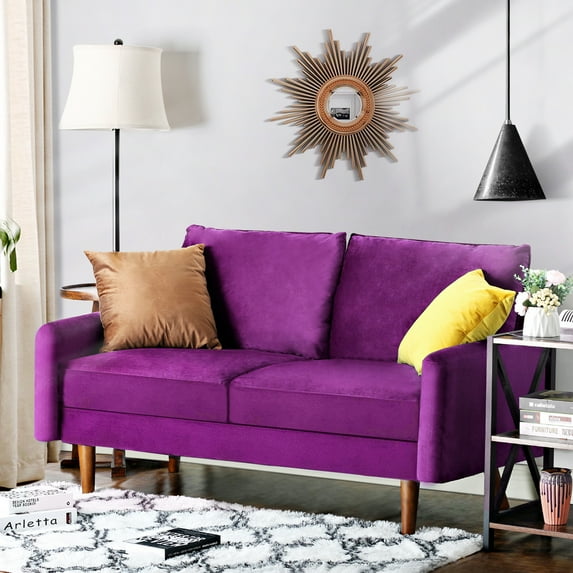 56.3'' Velvet Round Arm Loveseat, Couch with Solid Wood Frame, for Guest Room, Teenager's Room, and Small Apartment,33.1'' H x 56.3'' W x 31.1'' D