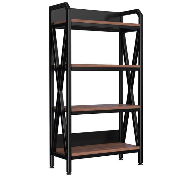 56.30'' H 4-Tier Bakers Rack, 33.50'' L Metal & Wooden Kitchen Storage Shelves, Multi-Purpose Kitchen Organizer, for Garage Pantry Bathroom Closet