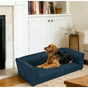 56.5"L Elevated Dog Sofa Bed with 44"L Inner Seat Cushion - Modern Pet Couch for Large and Medium Dogs, Dark Blue