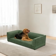 56.5"L Elevated Dog Sofa Bed with 44"L Inner Seat Cushion - Modern Pet Lounge for Large and Medium Dogs, Olive Green