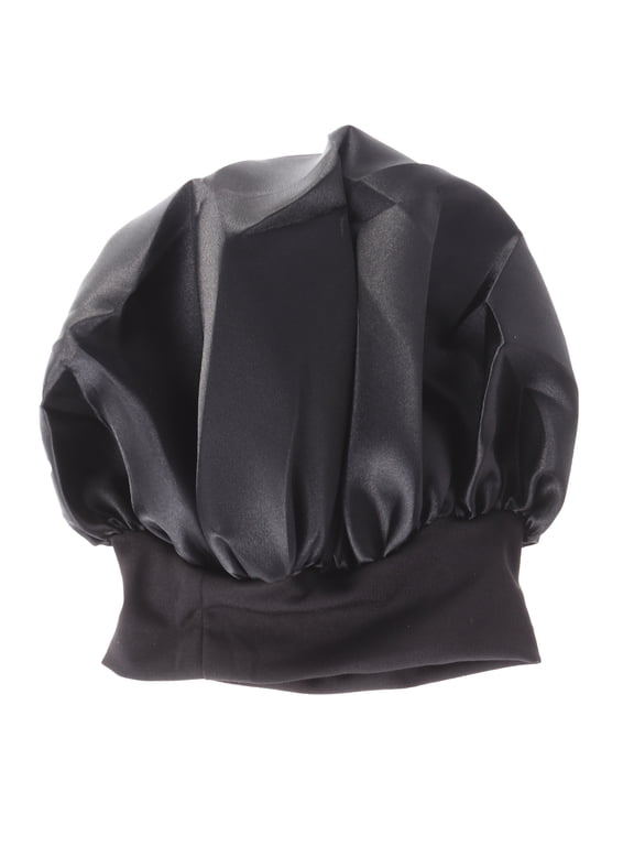 Black Wide Side Sleeping Bonnet 56-58cm, High Resilience Hair Cap for Night Use