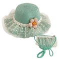 thumbnail image 1 of 56-58cm hat circumference female summer sunshade fisherman hat straw hat beach basin hat and straw bag set - Mint green, 1 of 5