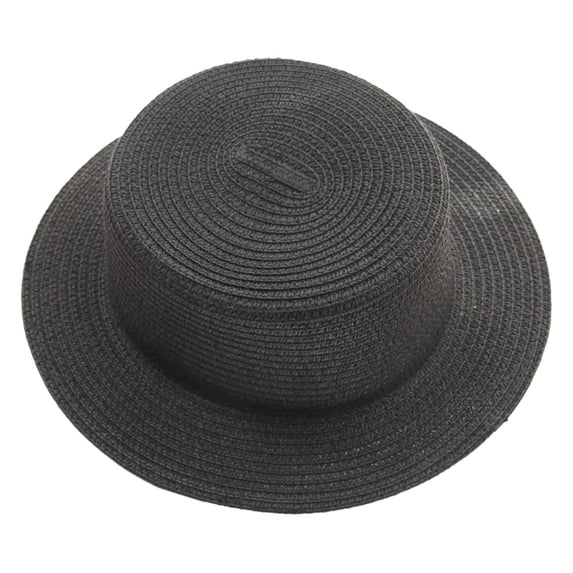 56-58cm hat circumference ladies summer foldable sunscreen straw hat sun hat flat top hat outdoor beach sun hat - black