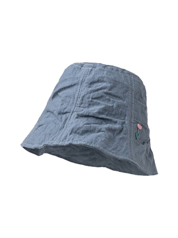 56-58cm hat circumference, pleated cotton and linen bucket hat, sun hat, breathable fisherman hat, sunscreen basin hat - blue