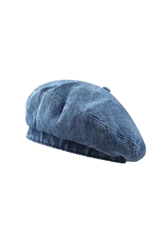 56-58cm hat circumference retro big head circumference denim beret female summer casual washed color sunscreen hat