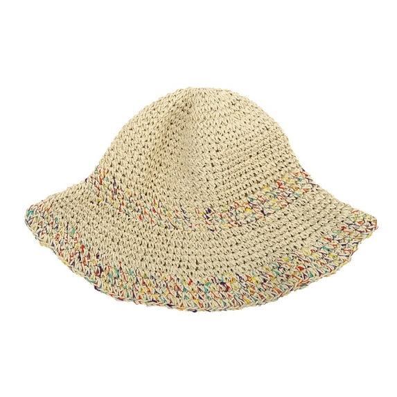 56-58cm hat circumference summer hollow sunscreen sun hat breathable color wide-brimmed woven straw hat women - Beige
