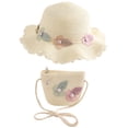 thumbnail image 1 of 56-58cm hat circumference women's straw hat summer sunshade sunscreen hat leisure outing beach hat and straw bag set - Milky white, 1 of 5