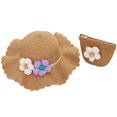 thumbnail image 1 of 56-58cm hat circumference women's sun hat summer straw hat and straw bag set sun hat beach hat - Khaki, 1 of 5