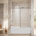 thumbnail image 1 of 56-60" W * 60" H Frameless Single Sliding soft-close Shower Doors, Bathroom Sliding Shower Door, 5/16" (8mm) Thick SGCC Tempered Glass Door, 1 of 9
