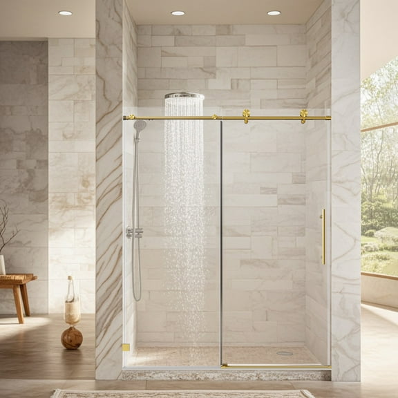 56-60" W * 74" H Frameless Single Sliding soft-close Shower Doors, Bathroom Sliding Shower Door, 5/16" (8mm) Thick SGCC Tempered Glass Door