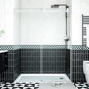 56-60" W   76" H Shower Door, Frameless Sliding Shower Door,Waterproof Glass Shower Door with Stainless Steel Handle and Seal Strip, 5/16" 8mm Easy-Clean Tempered Glass, Brushed Nickel