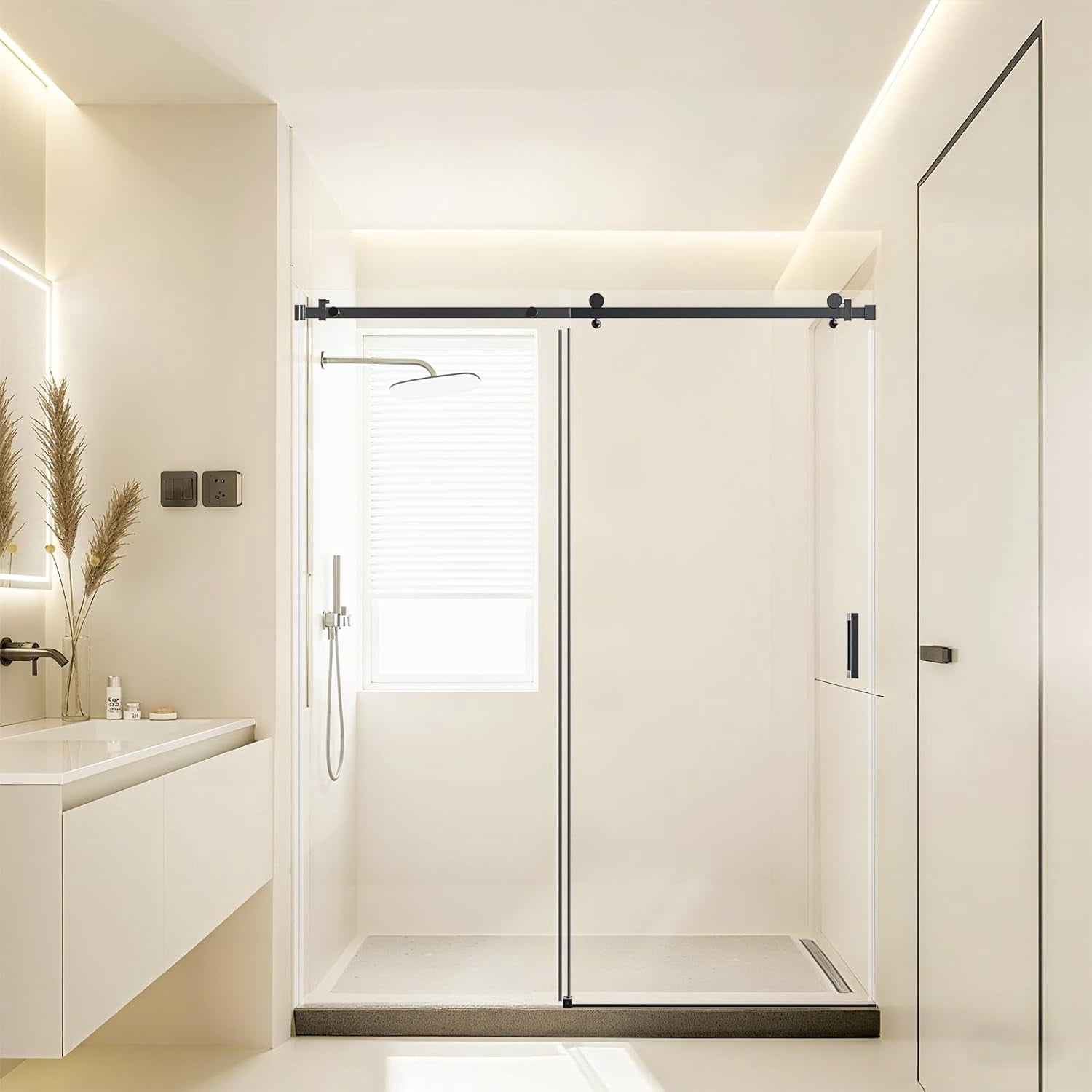 SUNNY SHOWER 32 W x 74 H Walk In Shower Door 5/16 Tempered Shower Glass Door Frameless Shower Glass Door with Support Bar, Chrome Finish SUNNY SHOWER 32 W x 74 H Walk In Shower Door 5/16 Tempered Shower Glass Door Frameless Shower Glass Door with Support Bar, Chrome Finish