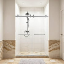 56-60" W X 76" H Frameless Double Sliding Shower Door, 3/8" (10mm) Thick Sgcc Tempered Glass with 4 Water Seal Strips and Soft-Close, Stainless-Steel Handle, Adjustable Width, Brushed Nickle