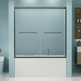thumbnail image 1 of 56"-60" W x 58" H Double Sliding Bathtub Shower Door, Semi-Frameless Bypass Tub Door, 1/4" (6mm) Tempered Glass with Explosion-Proof Film, Adjustable Aluminum Alloy Frame, Matte Black 24D03-T60MBX, 1 of 9