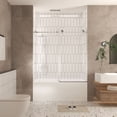 thumbnail image 1 of 56-60" W x 60" H Frameless Shower Door, 1/4" Tempered Glass, Brushed Nickel, 1 of 14