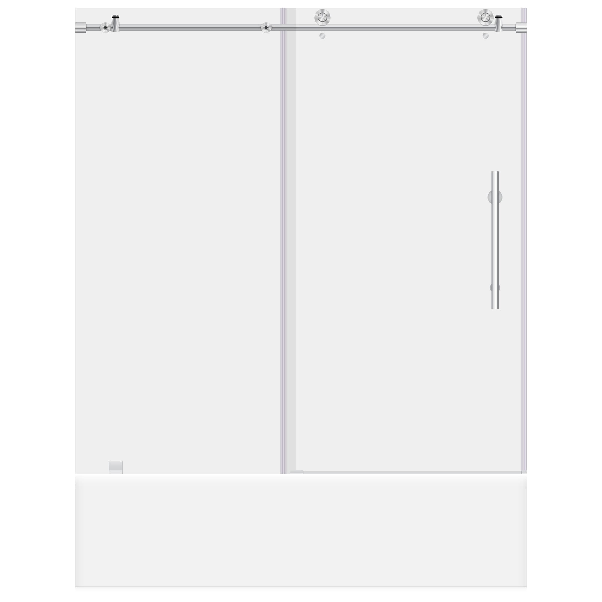 Chrome Frameless Sliding Bathtub Door with Clear Glass