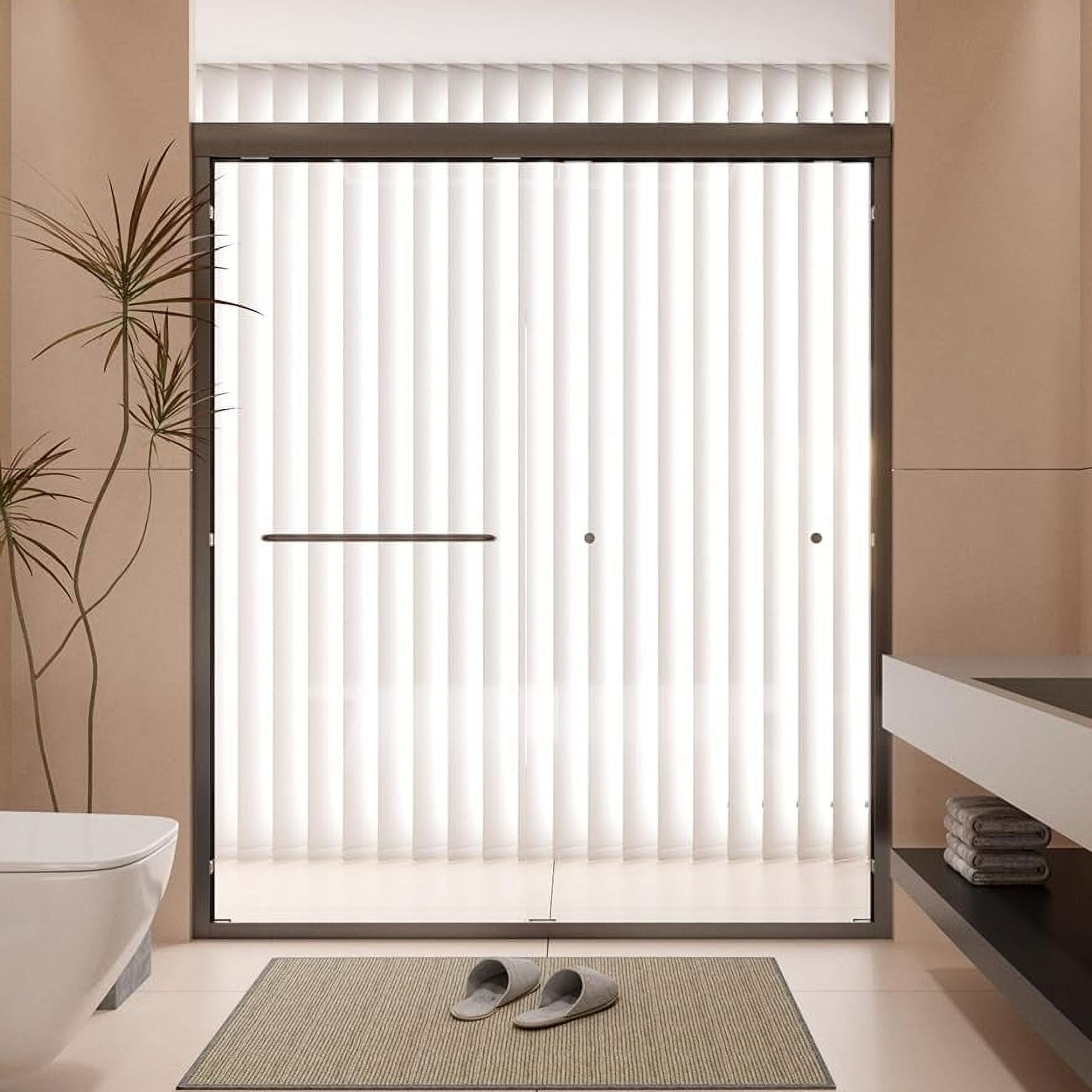 56"60" W x 70" H SemiFrameless Double Sliding Shower Door, Bypass