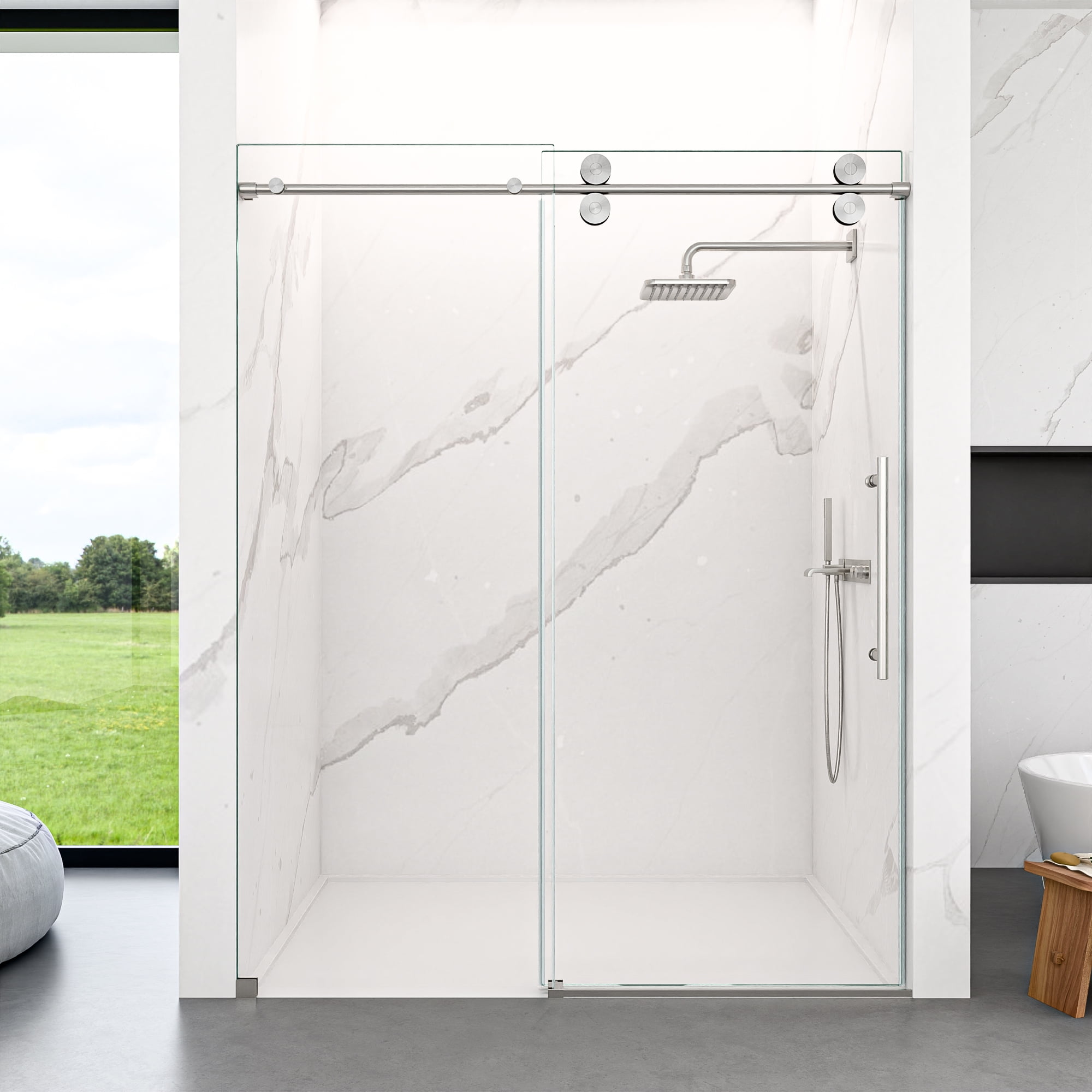 56"-60"W x 72"H Frameless Single Sliding Shower Door – 5/16" (8mm ...