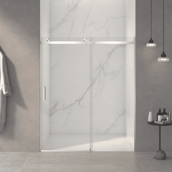 56-60" W x 72" H Frameless Sliding Shower Door, 5/16" Tempered Glass, Matte Black