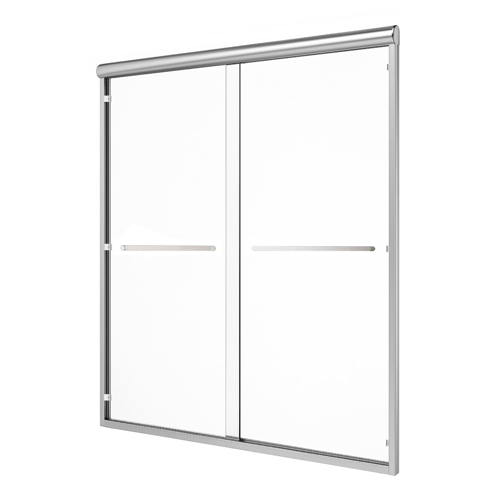AURISAL Silver Glass 60 in x 72 in, 6 mm Thick Tempered Sliding Shower Door