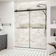 56-60" W x 74" H Frameless Shower Door, Double Sliding Door with 5/16" SGCC Tempered Clear Glass, Soft-Closing, Matte Black
