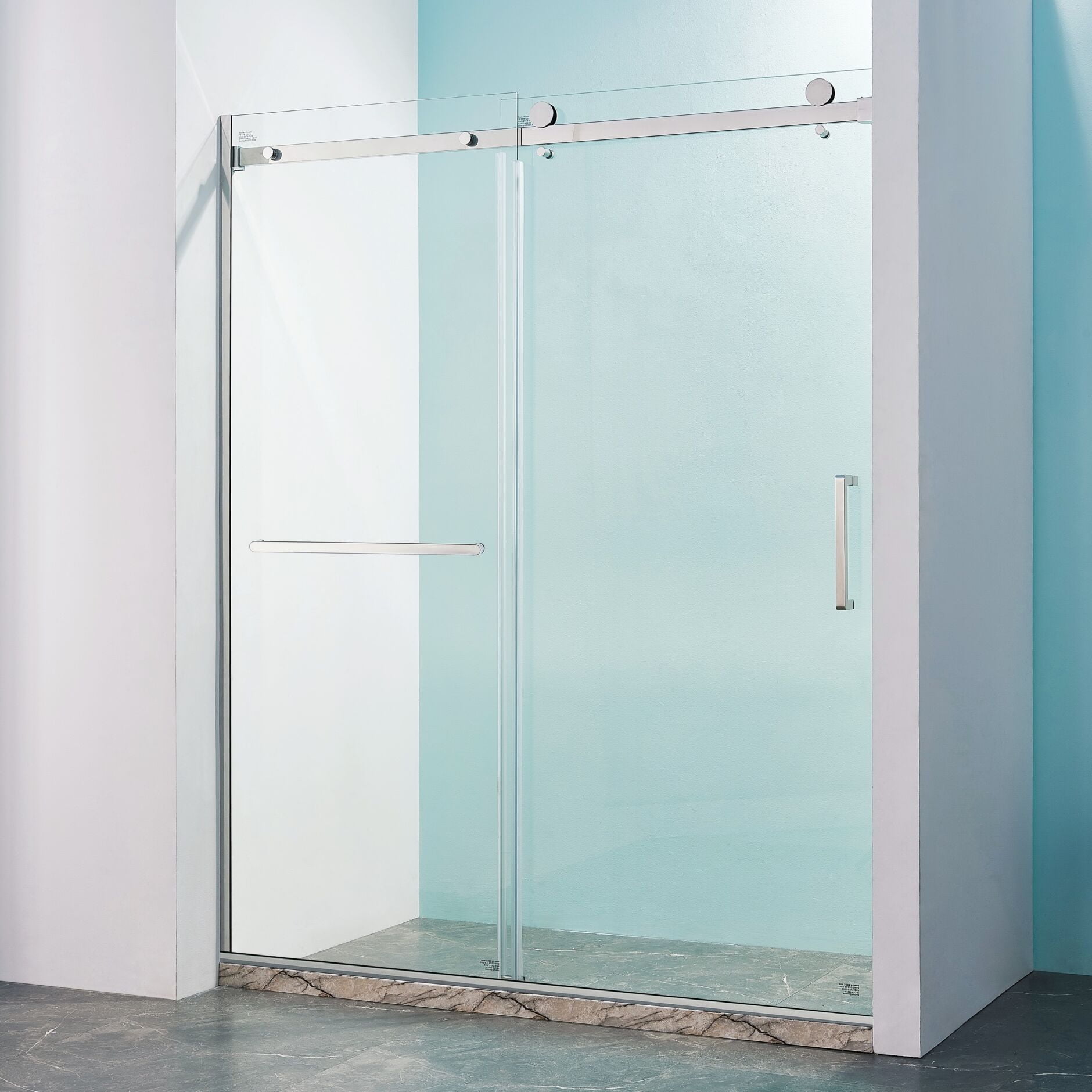 56-60" Brushed Nickel and Glass Sliding Shower Door