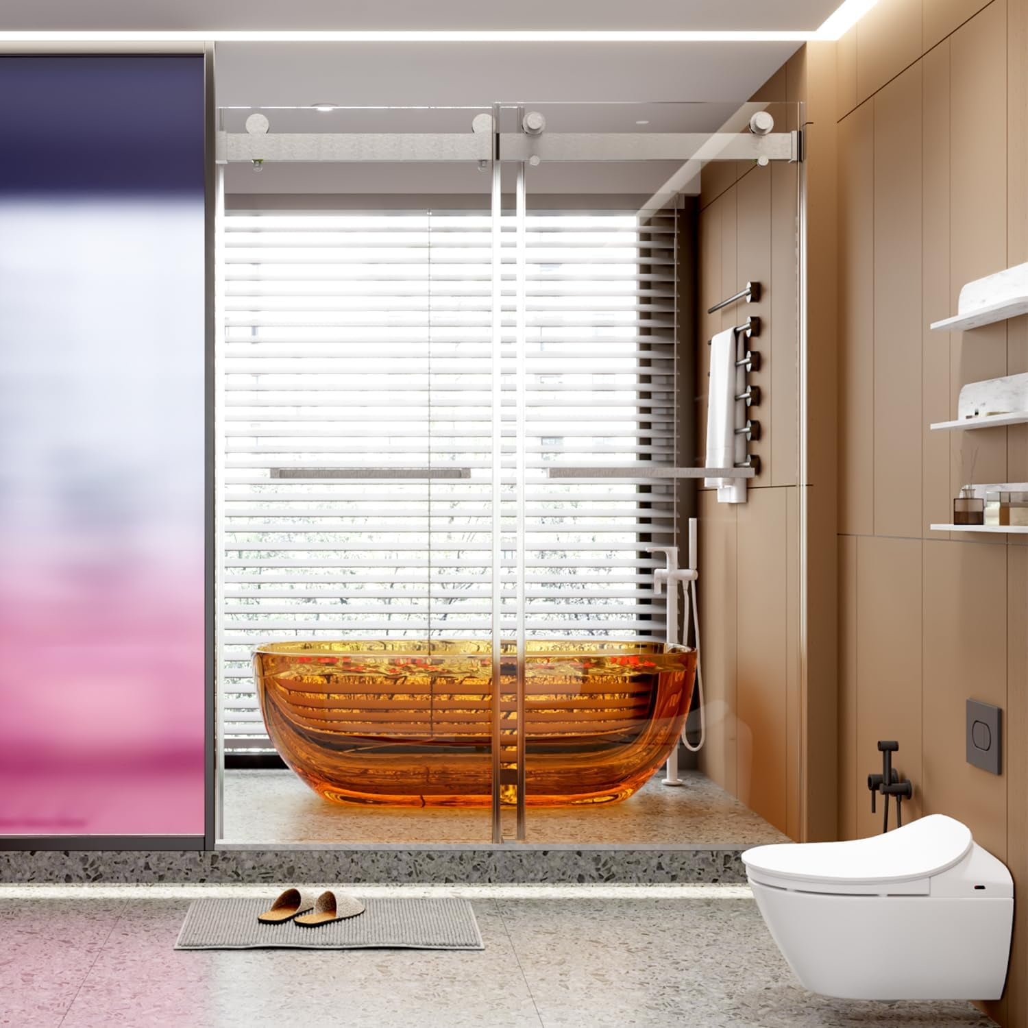 60" W x 76" H Brushed Nickel Frameless Sliding Shower Door