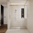 thumbnail image 1 of 56-60"W x74"H Semi-Frame Single Sliding Shower Door,304 Stainless Steelin Brushed Nickel finish,5/16" (8mm) Thick SGCC Tempered Clear Glass,Type C Wrapped Guide Rail Anti-derailment Pulley, 1 of 4