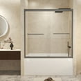 thumbnail image 1 of 56-60 in.W x 60 in.H Double Sliding Framed Shower Door,Clear Tempered Glass,Stainless Steel Frame,Grey, 1 of 9