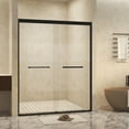 thumbnail image 1 of 56-60 in.W x 72 in.H Double Sliding Framed Shower Door,Clear Tempered Glass,Stainless Steel Frame,Matte Black Finish 03, 1 of 8
