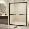 thumbnail image 1 of Leumius 56-60 in.W x 72 in.H Double Sliding Framed Shower Door,Clear Tempered Glass,Stainless Steel Frame,Matte Black Finish, 1 of 8