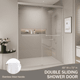 thumbnail image 1 of 56-60 in. W x 72 in. H Double Sliding Shower Door, Semi-frameless Bypass Bathroom Sliding Door with 1/4" (6mm) Tempered Glass for Walk-in Shower, Brushed Nickel 24D03-60BNX, 1 of 18