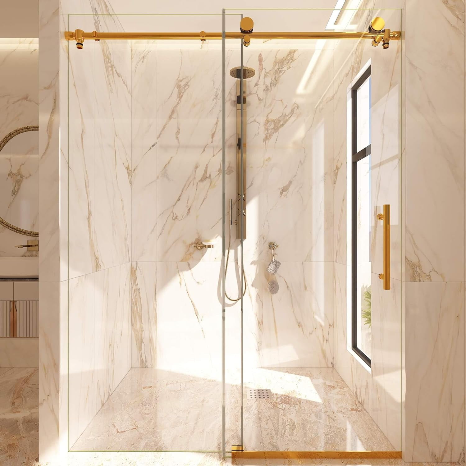 56-60 inch W x 58 inch H Frameless Glass Shower Door Murano Lux ...