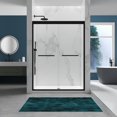 thumbnail image 1 of 56-60" x 72" Double Sliding Shower Door, 1/4" (6mm) Tempered Glass with Aluminum Frame, Stainless Steel Handles, Matte Black Finish, 1 of 8
