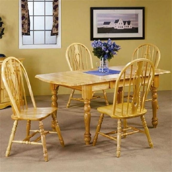 56-72 in. Selections Rectangular Extendable Dining Set with Arrowback Windsor Chairs, Light Oak - 5 Piece