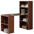 thumbnail image 1 of 56.75 x 27 x 56.5 in. Computer Writing Workstation Table with Combo Bookshelf Bookcase, Cherry - Large - Rectangle, 1 of 1