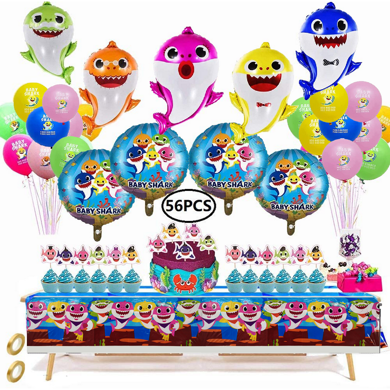 56 Baby Shark Birthday Decoration For Kids Shark Party Supply