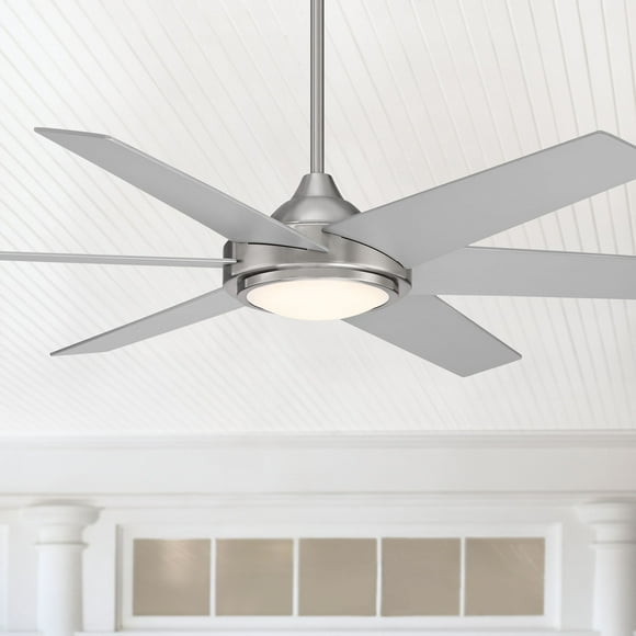56" Casa Vieja Estate Modern Indoor Outdoor Ceiling Fan with LED Light Remote Control Brushed Nickel White Diffuser Damp Rated for Patio Exterior Home